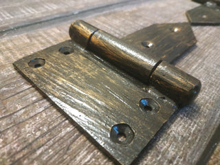 Hand Forged Door Hinges: Antique Style Steel Hardware (2pcs)