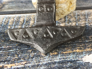 Handmade Forged Iron Viking Hammer Amulet Necklace