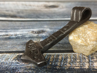 Handmade Forged Iron Viking Hammer Amulet Necklace