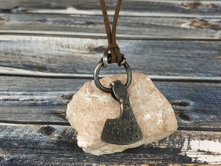 Forged Iron Viking Axe Amulet Necklace: Handmade Pendant