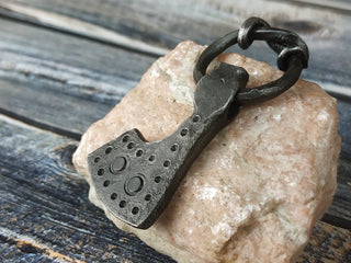 Forged Iron Viking Axe Amulet Necklace: Handmade Pendant