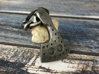 Forged Iron Viking Axe Amulet Necklace: Handmade Pendant