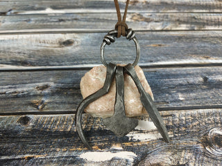 Handmade Forged Iron Viking Amulet Necklace: Hammer Pendant