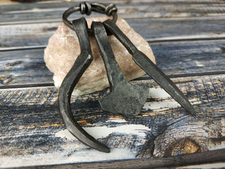 Handmade Forged Iron Viking Amulet Necklace: Hammer Pendant