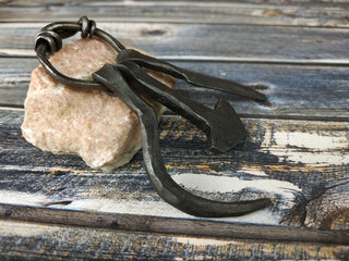 Handmade Forged Iron Viking Amulet Necklace: Hammer Pendant