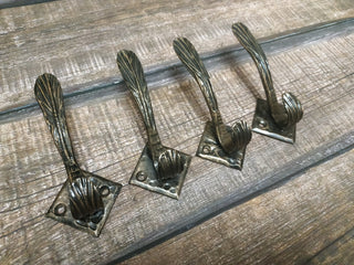 Handmade Iron Leaf Hook Set: Forged Coat Hangers, Robe Hooks