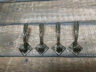 Handmade Iron Leaf Hook Set: Forged Coat Hangers, Robe Hooks