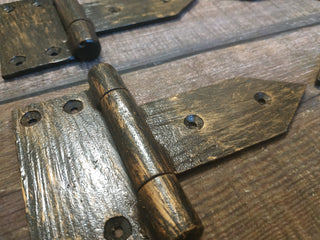 Hand Forged Door Hinges: Antique Style Steel Hardware (2pcs)
