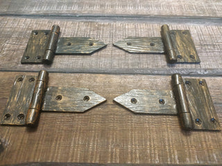 Hand Forged Door Hinges: Antique Style Steel Hardware (2pcs)