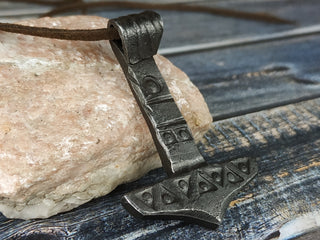 Handmade Forged Iron Viking Hammer Amulet Necklace
