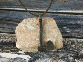 Handmade Forged Iron Viking Hammer Amulet Necklace