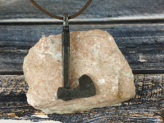 Handmade Forged Iron Viking Hammer Amulet Necklace