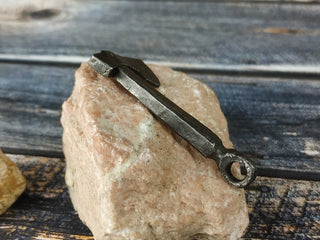 Handmade Forged Iron Viking Hammer Amulet Necklace