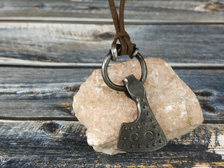 Forged Iron Viking Axe Amulet Necklace: Handmade Pendant