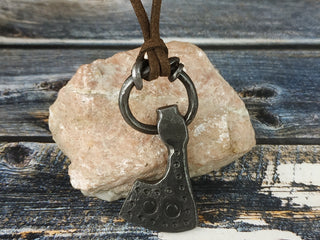 Forged Iron Viking Axe Amulet Necklace: Handmade Pendant