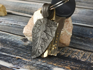 Handmade Forged Iron Leaf Pendant: Viking Amulet Necklace