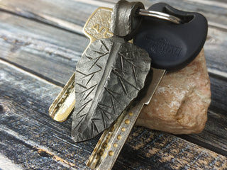 Handmade Forged Iron Leaf Pendant: Viking Amulet Necklace