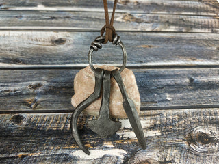Handmade Forged Iron Viking Amulet Necklace: Hammer Pendant