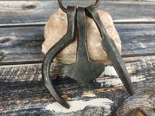 Handmade Forged Iron Viking Amulet Necklace: Hammer Pendant