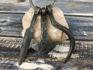 Handmade Forged Iron Viking Amulet Necklace: Hammer Pendant