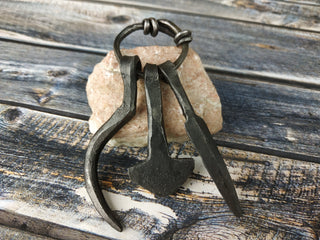 Handmade Forged Iron Viking Amulet Necklace: Hammer Pendant