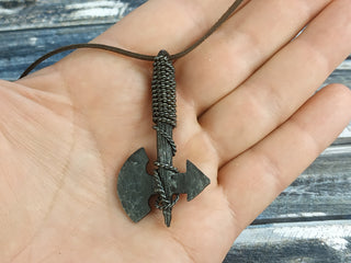Forged Iron Viking Axe Amulet - Handmade Necklace Pendant