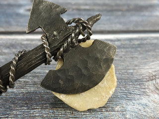 Forged Iron Viking Axe Amulet - Handmade Necklace Pendant