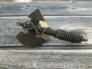 Forged Iron Viking Axe Amulet - Handmade Necklace Pendant