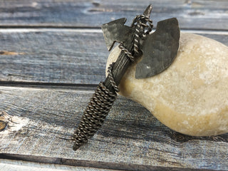 Forged Iron Viking Axe Amulet - Handmade Necklace Pendant