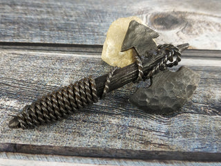 Forged Iron Viking Axe Amulet - Handmade Necklace Pendant