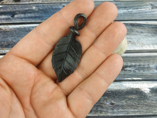 Handmade Forged Iron Leaf Necklace: Viking Amulet Pendant