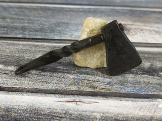 Handmade Forged Iron Viking Axe Amulet Necklace