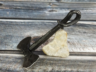 Forged Iron Viking Axe Amulet: Handmade Necklace Pendant