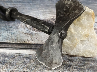Forged Iron Viking Axe Amulet: Handmade Necklace Pendant