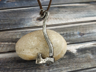 Handmade Forged Iron Viking Axe Amulet Necklace