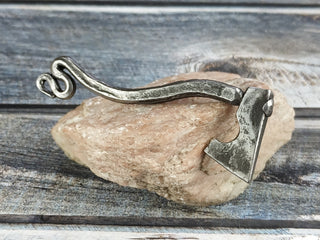 Handmade Forged Iron Viking Axe Amulet Necklace