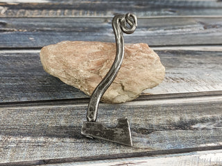 Handmade Forged Iron Viking Axe Amulet Necklace