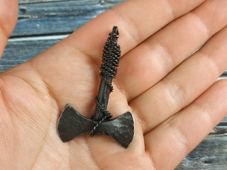 Forged Iron Viking Axe Amulet - Handmade Necklace Pendant