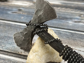 Forged Iron Viking Axe Amulet - Handmade Necklace Pendant