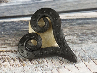 Handmade Forged Iron Heart Pendant: Viking Amulet Necklace
