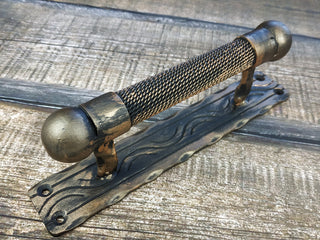 Hand Forged Iron Door Handle: Rustic Metal Hardware