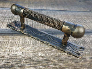 Hand Forged Iron Door Handle: Rustic Metal Hardware