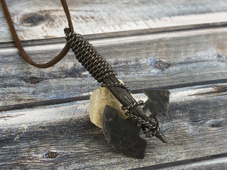 Forged Iron Viking Axe Amulet - Handmade Necklace Pendant