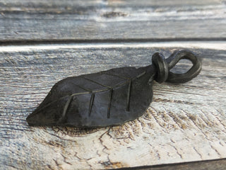 Handmade Forged Iron Leaf Necklace: Viking Amulet Pendant