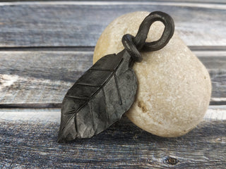 Handmade Forged Iron Leaf Necklace: Viking Amulet Pendant