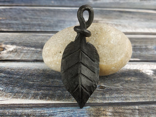 Handmade Forged Iron Leaf Necklace: Viking Amulet Pendant