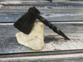 Handmade Forged Iron Viking Axe Amulet Necklace