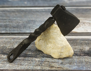 Handmade Forged Iron Viking Axe Amulet Necklace