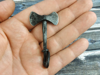 Forged Iron Viking Axe Amulet: Handmade Necklace Pendant