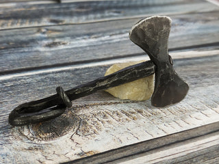 Forged Iron Viking Axe Amulet: Handmade Necklace Pendant